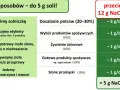 5 sposobów na ograniczenie spożycia NaCl do 5 g dziennie. Tabela pokazuje, jak zmniejszyć spożycie soli, by osiągnąć cel.