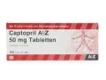 Captopril AbZ 50 mg tabletki na nadciśnienie i niewydolność serca. Opakowanie zawiera 100 tabletek.