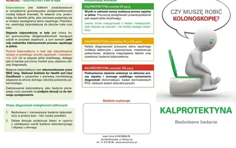 Badanie kalprotektyny w kale - bezbolesny wskaźnik zapalenia jelit. Wyniki pomagają w diagnostyce i decyzji o kolonoskopii.