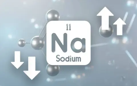 Symbol Na z atomami i strzałkami w górę i w dół, ilustrujący zmiany poziomu sodu, mogące prowadzić do hiponatremii.