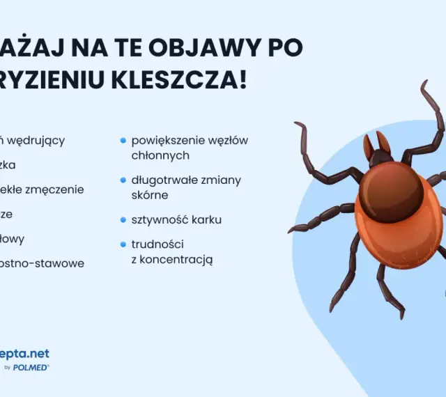 Uważaj na objawy po ugryzieniu kleszcza u dziecka: rumień, gorączka, zmęczenie, bóle głowy, powiększone węzły chłonne.