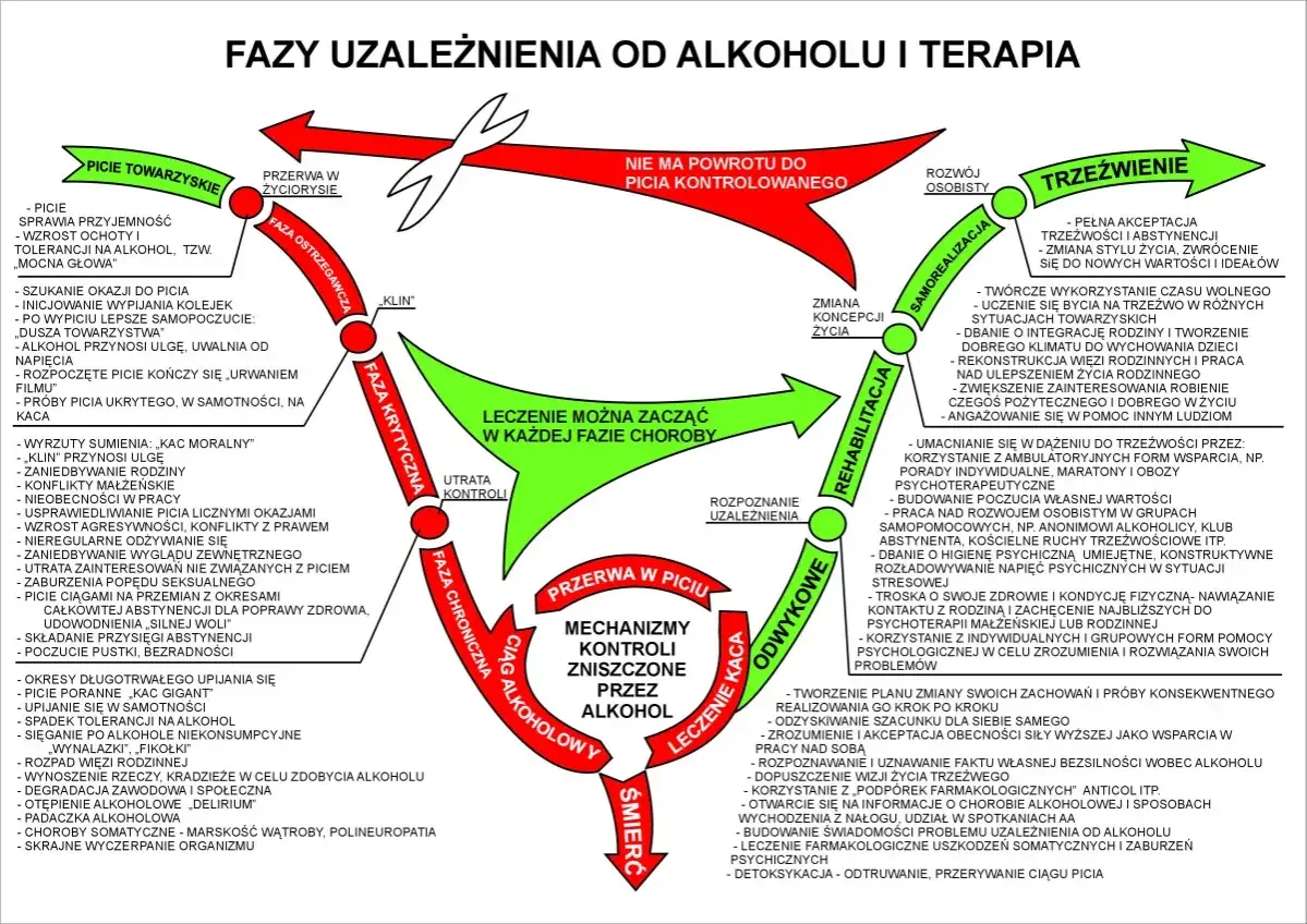 Oś czasu objaw&oacute;w odstawienia alkoholu